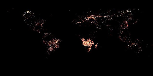 Fires Burning on Earth as seen from space at night