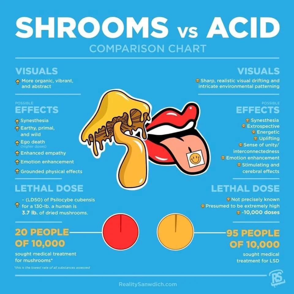 Effects of LSD compared to Mushrooms